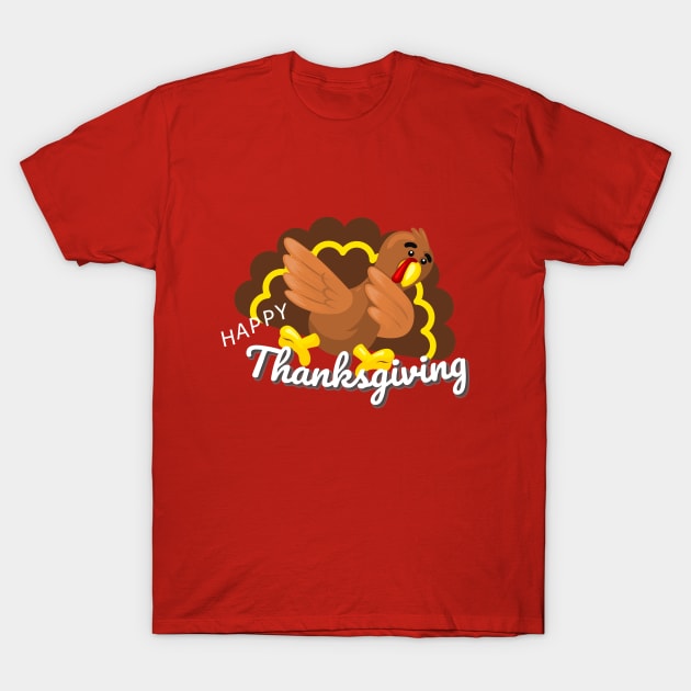 funny thanksgiving dabbing turkey T-Shirt by gossiprag